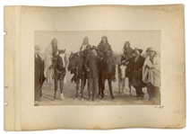 Two Original Photographs From 1891, Shortly After the Wounded Knee Massacre -- One Photograph Depicts ''A Sioux Graveyard'' & the Other Depicts Sioux Survivors Standing With Major Burke & Frank Gerard